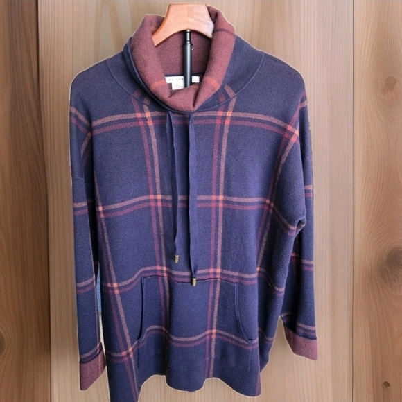 Max Studio Tops - Max Studio Women’s XL Plaid Cowl Neck Sweater Pullover Cozy Fall Winter